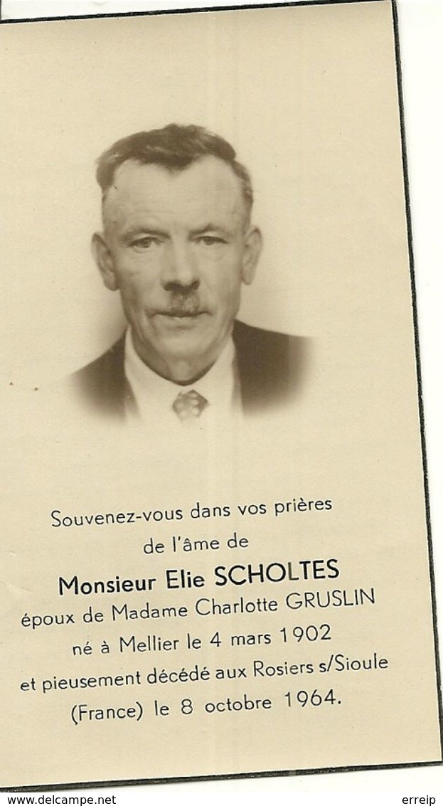 Léglise Méllier SM Elie Scholtes époux De Charlotte Gruslin 1902 1964 Rosiers Sur Sioule France - Léglise