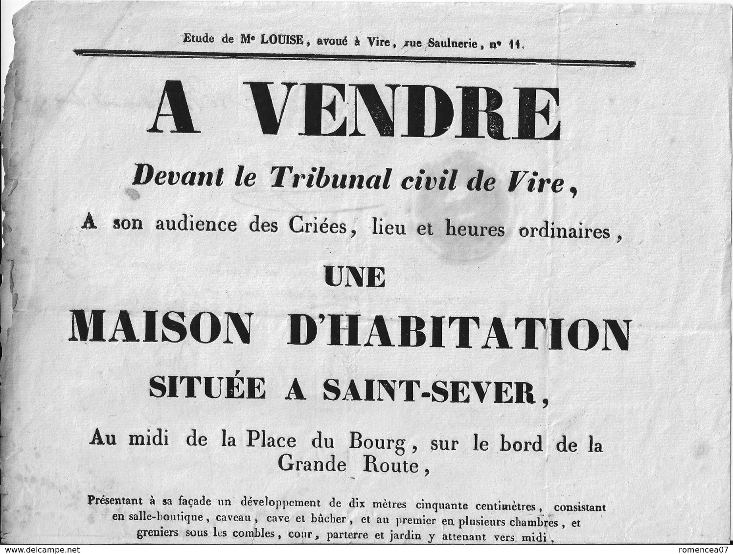 14 SAINT-SEVER - A VENDRE Par ADJUDICATION - MAISON D'HABITATION - 23 Juillet 1841 - Place Du Bourg, Sur La Grande Route - Affiches