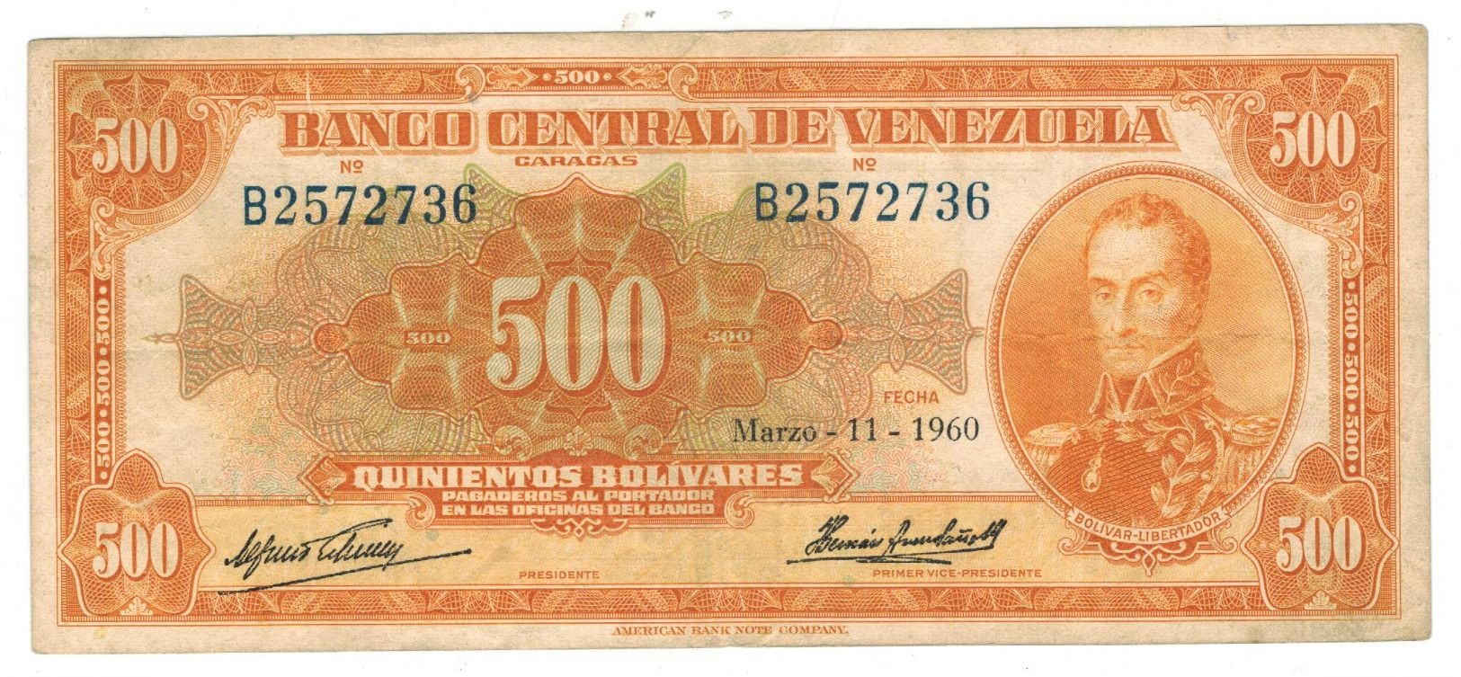 Venezuela 500 Bs. 1960. VF. - Viêt-Nam