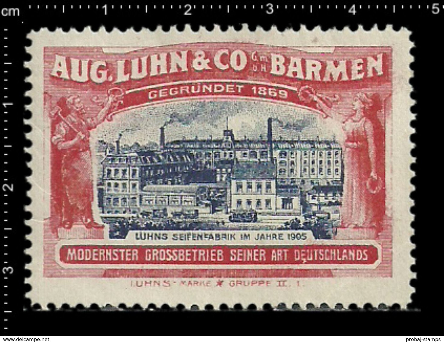 German Poster Stamp, Stamps, Reklamemarke, Cinderellas, Barmen, Luhns, Kinder Seife, Kids Soap, Factory - Erinnophilie