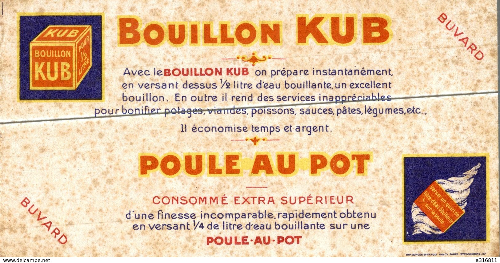 BUVARD  BOUILLON KUB POULE AU POT - Potages & Sauces