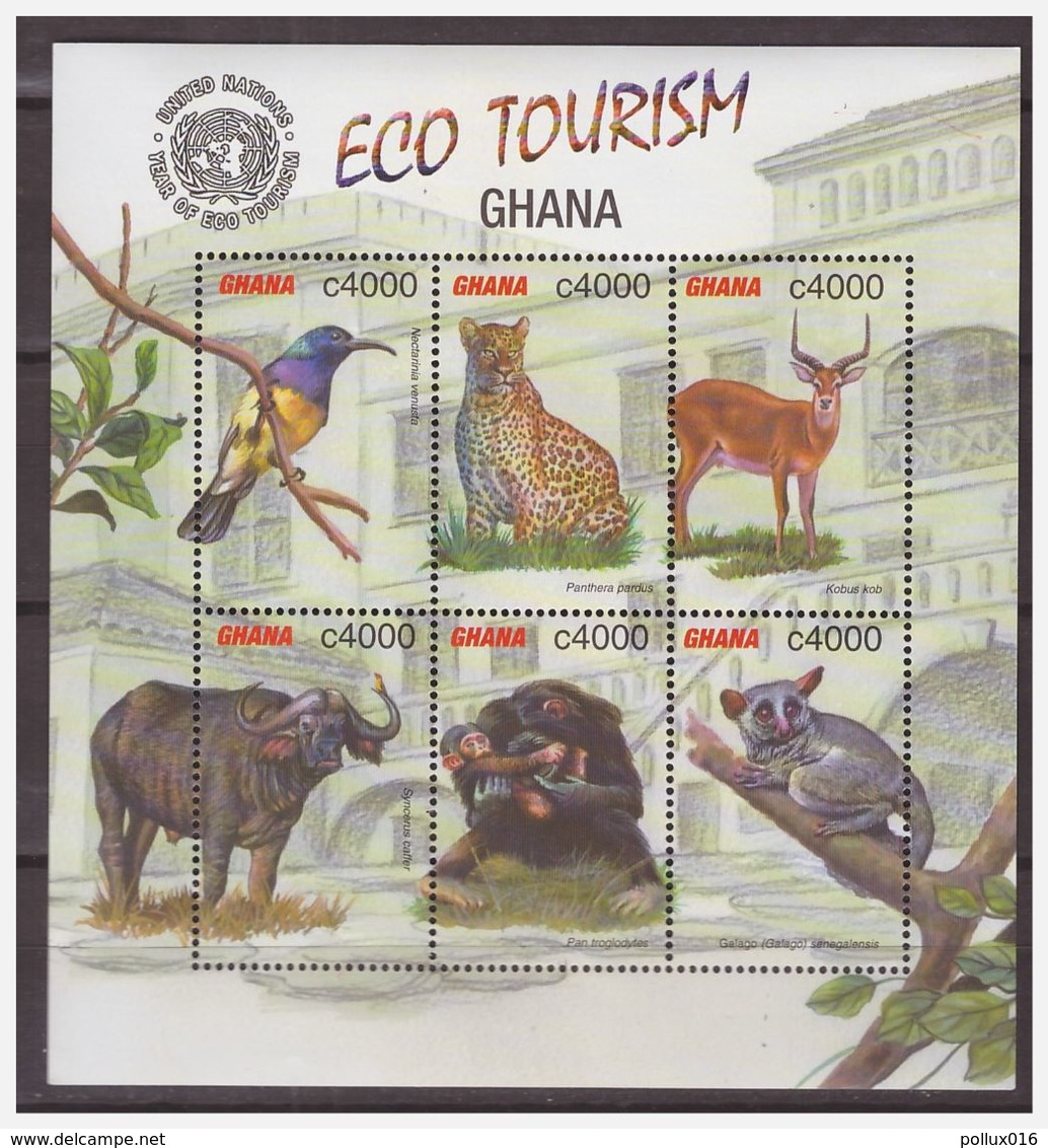 1122 Ghana 2002  Panther Deer Ape Buffalo Bird S/S MNH - Other & Unclassified