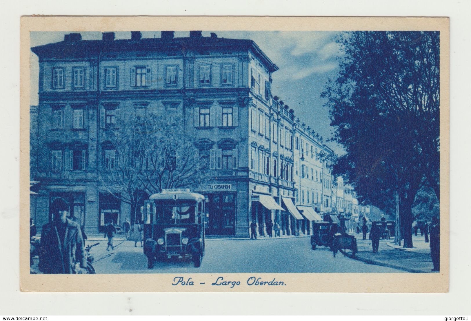 POLA - LARGO OBERDAN - VIAGGIATA 1939 - ANIMATA CON MACCHINE D'EPOCA - POSTCARD - Croazia