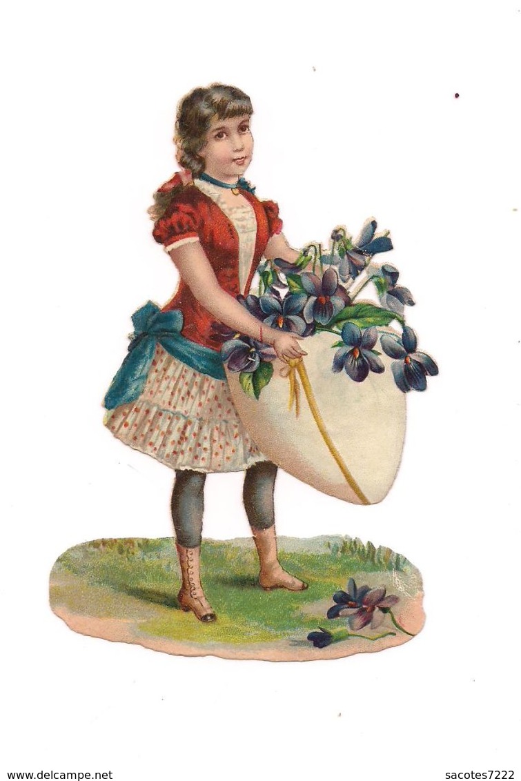 DECOUPI GAUFFRE PETITE FILLE OEUF DE PAQUES - VIOLETTES - - Motif 'Pâques'