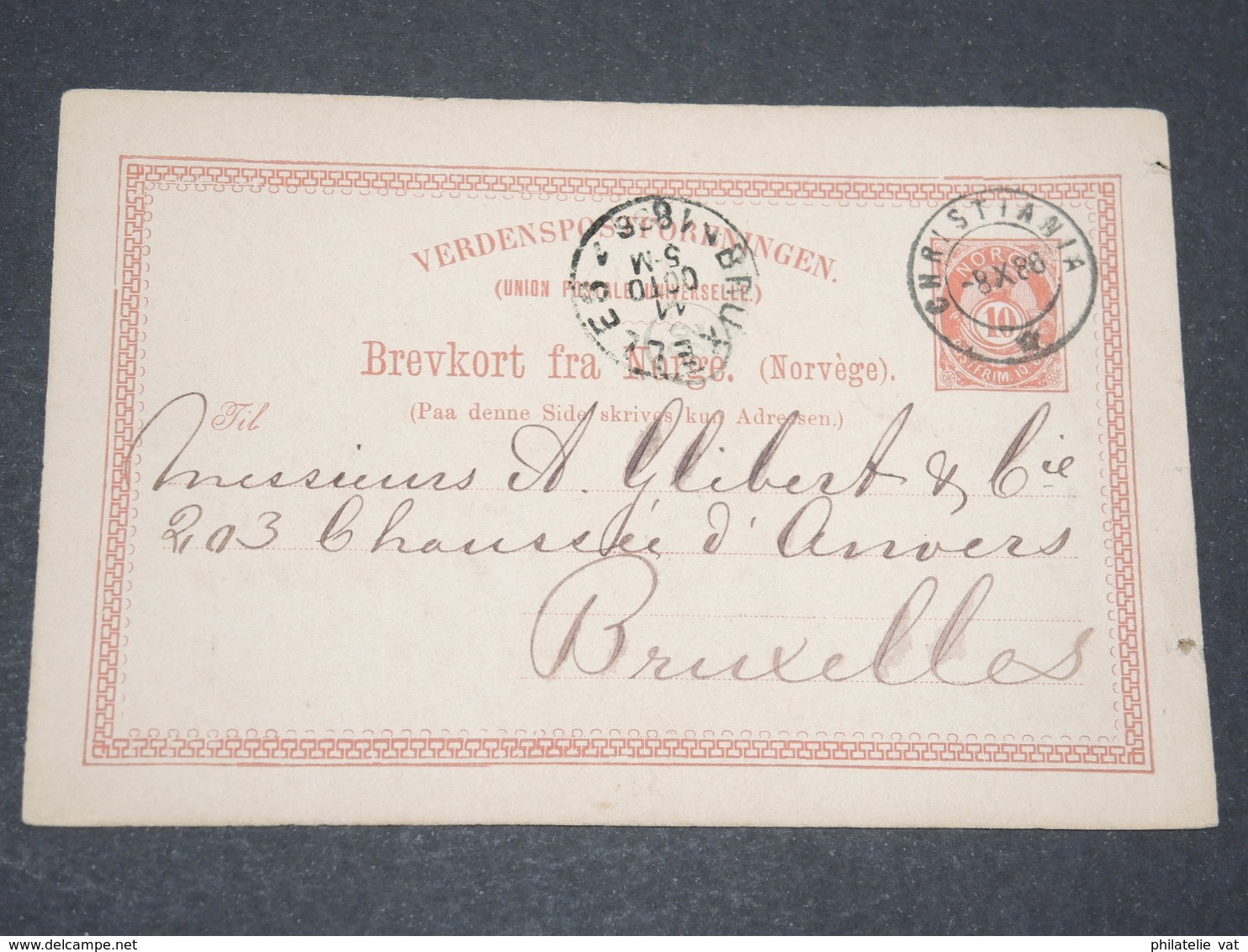 NORVEGE - Entier 10 Ore Pour Bruxelles - 1896 - P 22584 - Ganzsachen