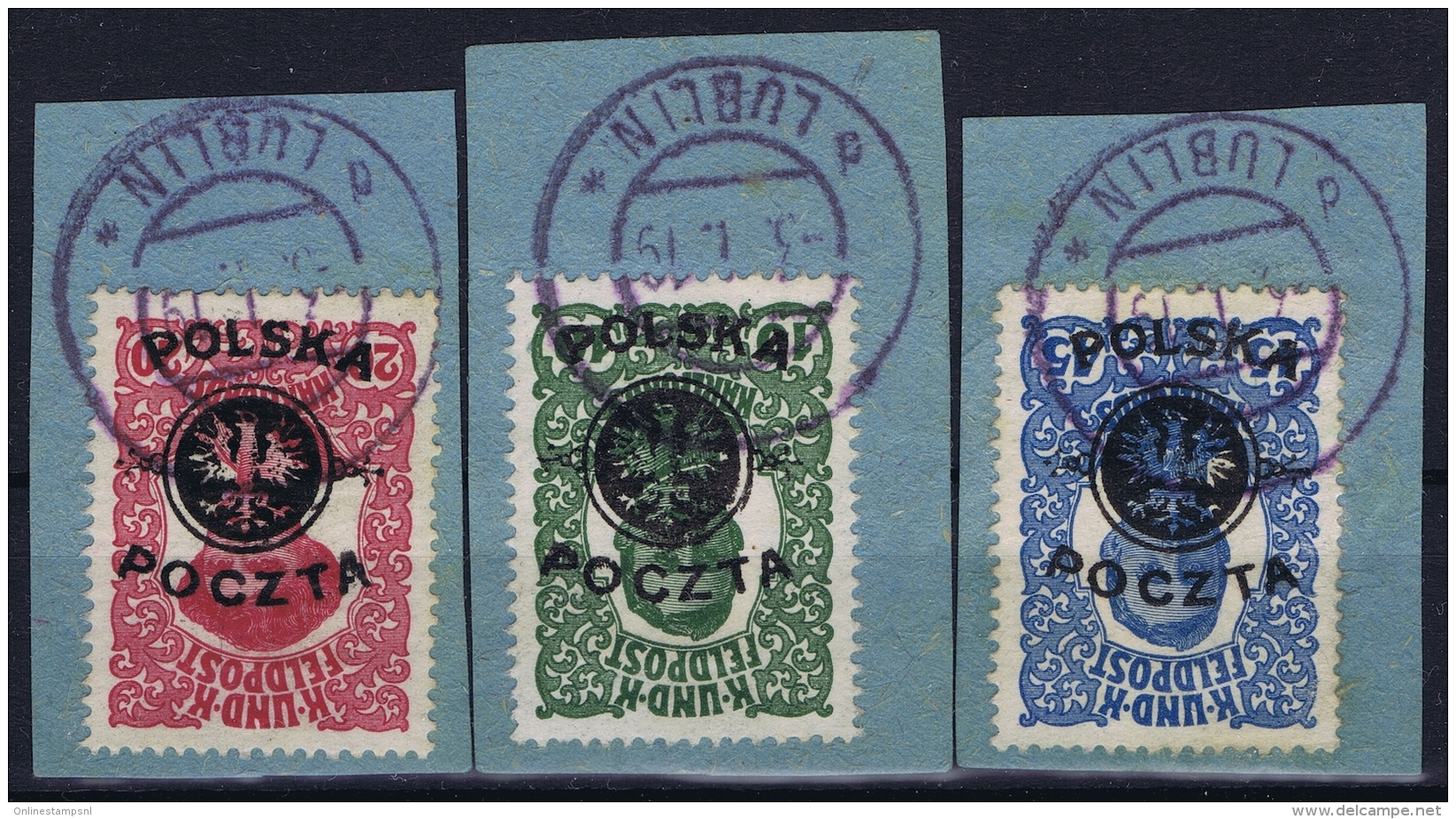 Polen:  Mi  17- 19  With Reversed Overprint   Obl./Gestempelt/used   Signed/ Signé/signiert Koopman - Usati