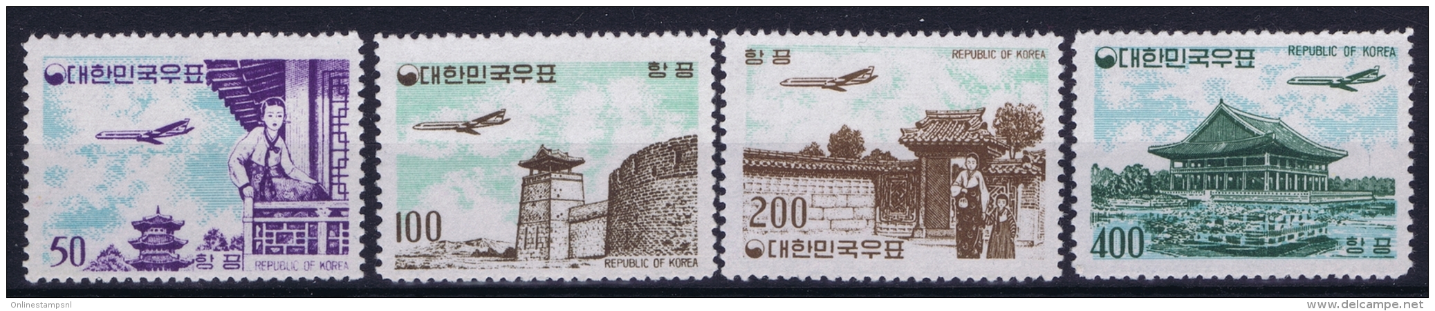 South Korea  Mi Nr 338 - 341 Postfrisch/neuf Sans Charniere /MNH/**  1961 Airmail Yv A 22 - 25 - Korea, South