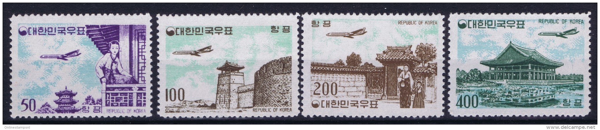 South Korea  Mi Nr 338 - 341 Postfrisch/neuf Sans Charniere /MNH/**  1961 Airmail Yv A 22 - 25 - Korea (Süd-)