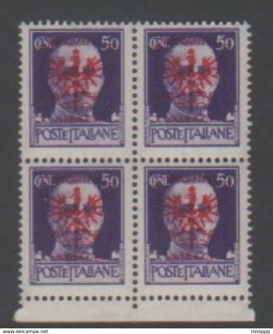 Italy-WW II Occupation-German Occupation Of Lubiana N43 1944 50c Violet Block Of 4 Mint Never Hinged - German Occ.: Lubiana