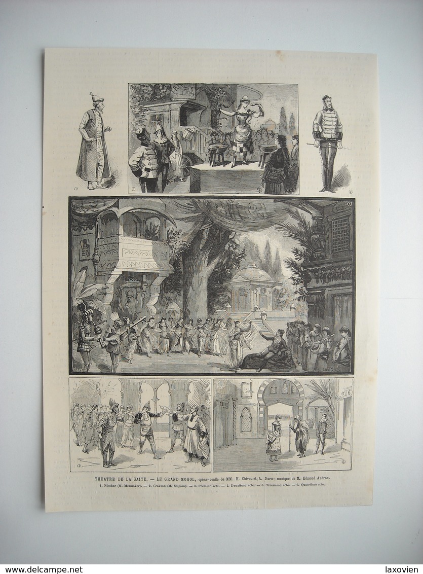 GRAVURE 1884. THEATRE DE LA GAITE. LE GRAND MOGOL, OPERA BOUFFE - Estampes & Gravures