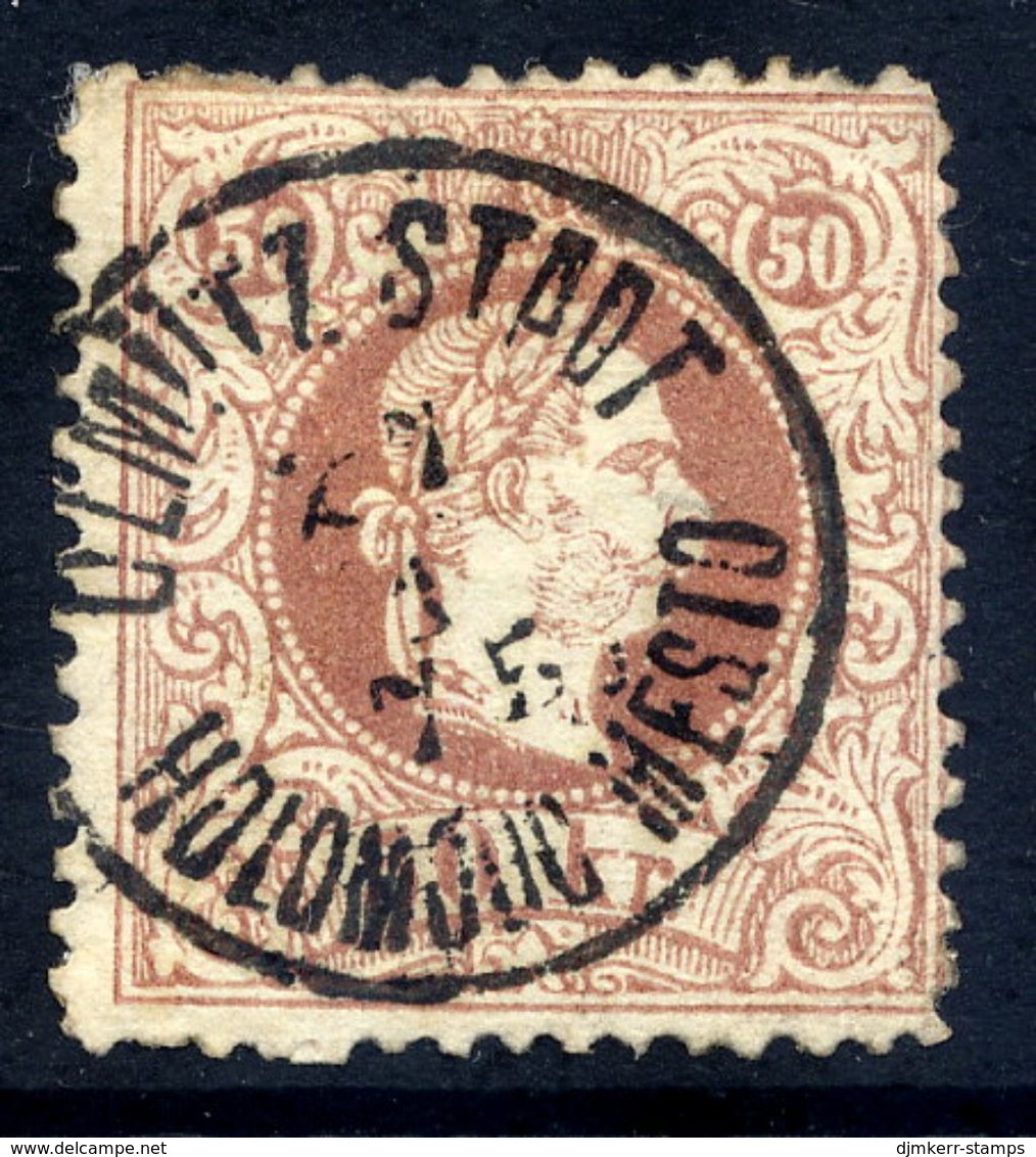 AUSTRIA 1867 Franz Joseph 50 Kr. Coarse Whiskers Perforated 12 Used With Olomouc Postmark.  Michel 41 I D - ...-1918 Voorfilatelie