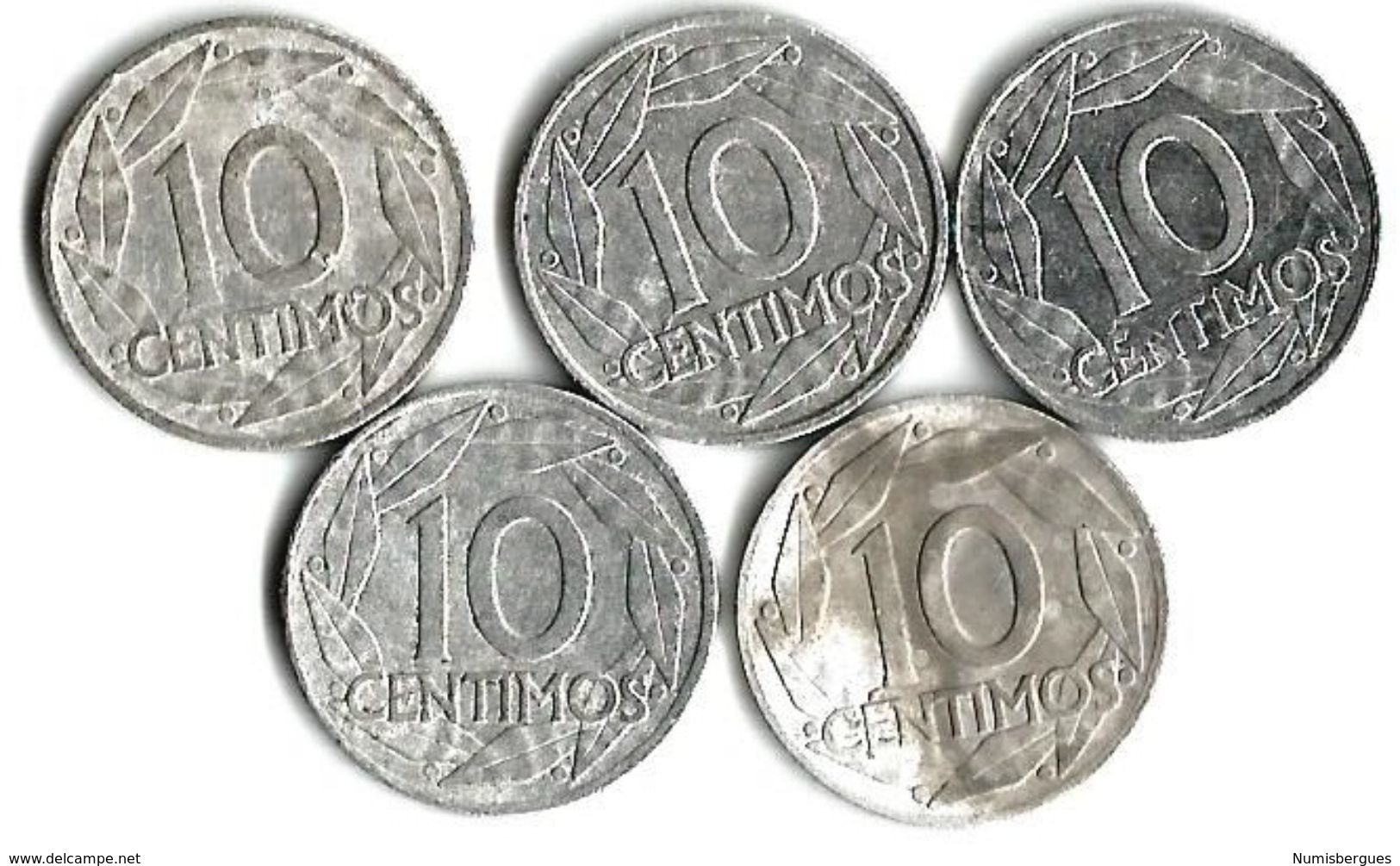 Lot 5 Pièces De Monnaie 10 Centimos - 10 Centimos