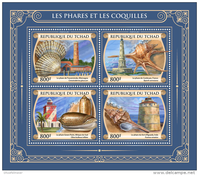 CHAD 2017 ** Lighthouses Leuchttürme Phares Shells M/S - OFFICIAL ISSUE - DH1748 - Phares