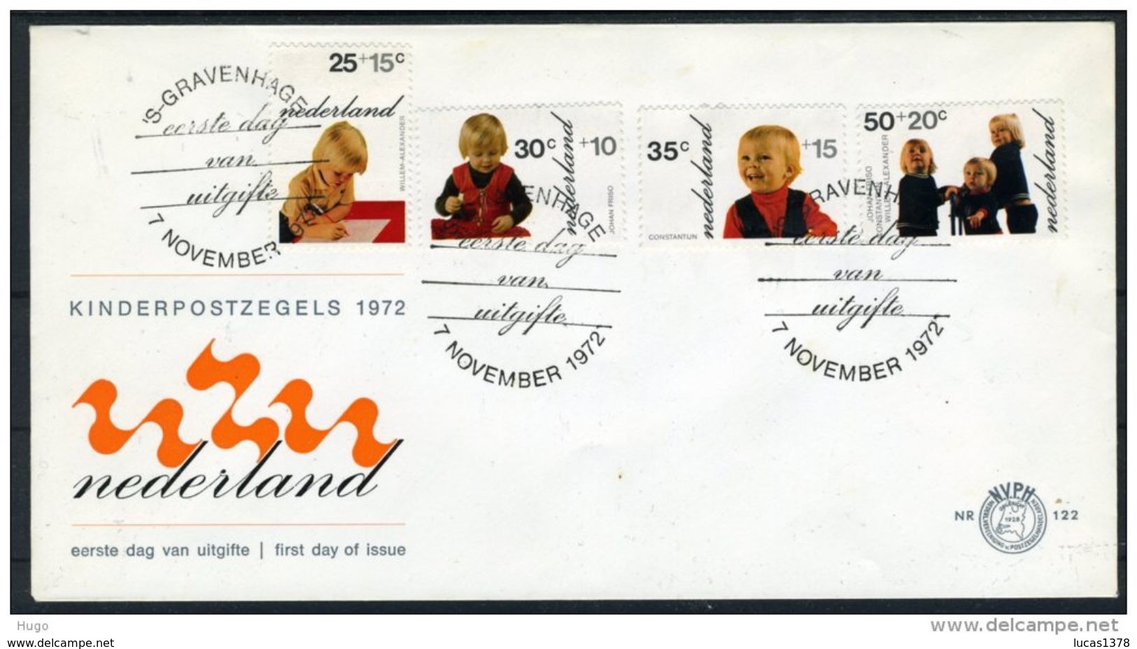 NETHERLANDS 1972 FDC NR 122 ROYAL CHILDREN, CHILDREN'S WELFARE, KINDEREN, ENFANTS - FDC