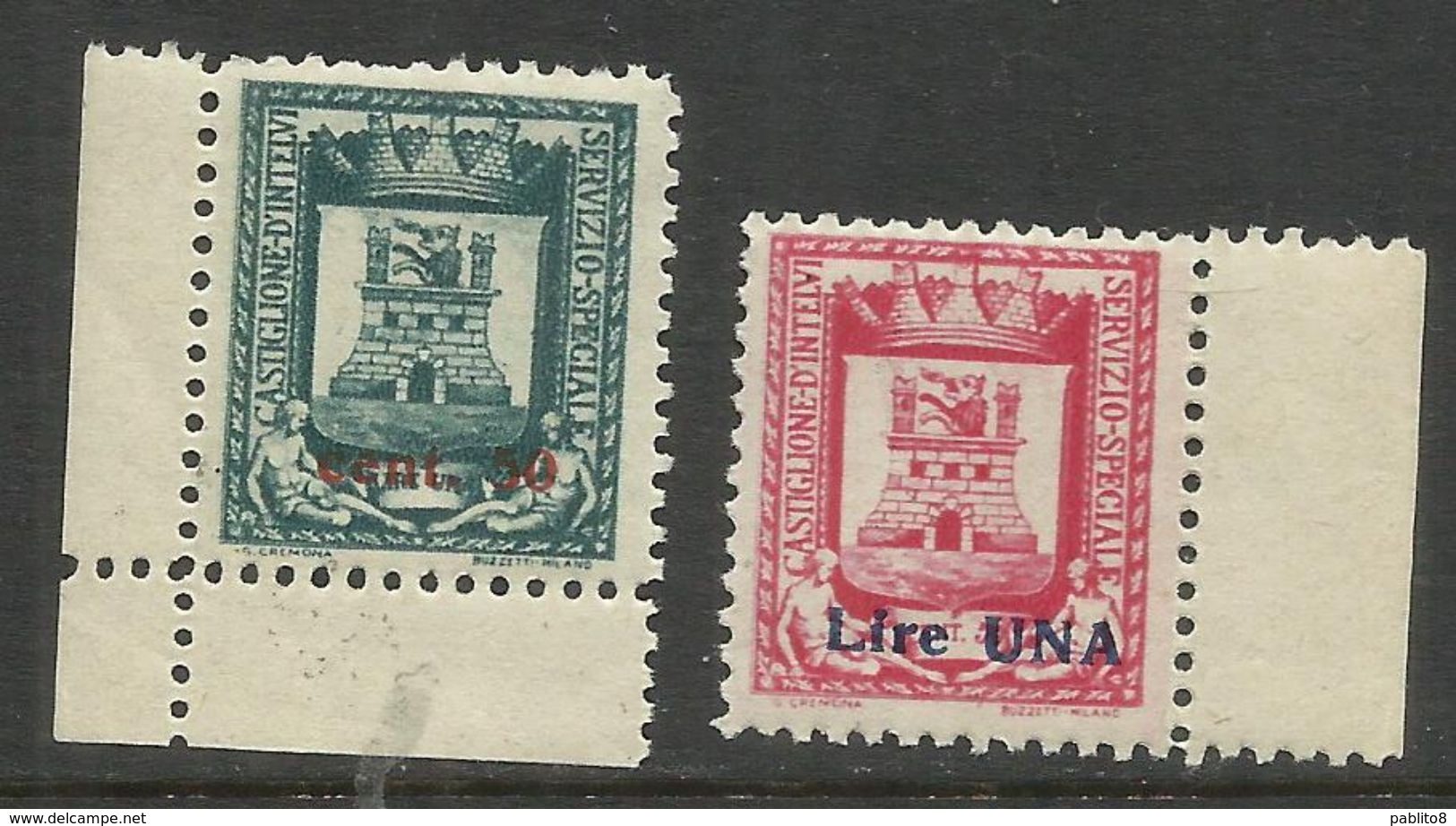 EMISSIONI LOCALI CASTIGLIONE D'INTELVI 1945 STEMMA SERIE COMPLETA SOPRASTAMPATA SURCHARGED SET MNH - Ortsausgaben/Autonome A.