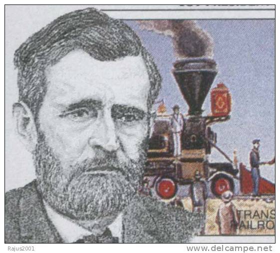 Ulysses S. Grant,  American President, First Transcontinental Railway Link, Train, Horse, Concorde, Ship, MNH Dominica - Trains