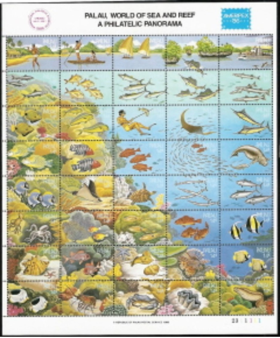 Palau,  Scott 2018 # 103,  Issued 1986,  Sheet Of 40,  MNH,  Cat $ 37.50,  Marine Life - Palau