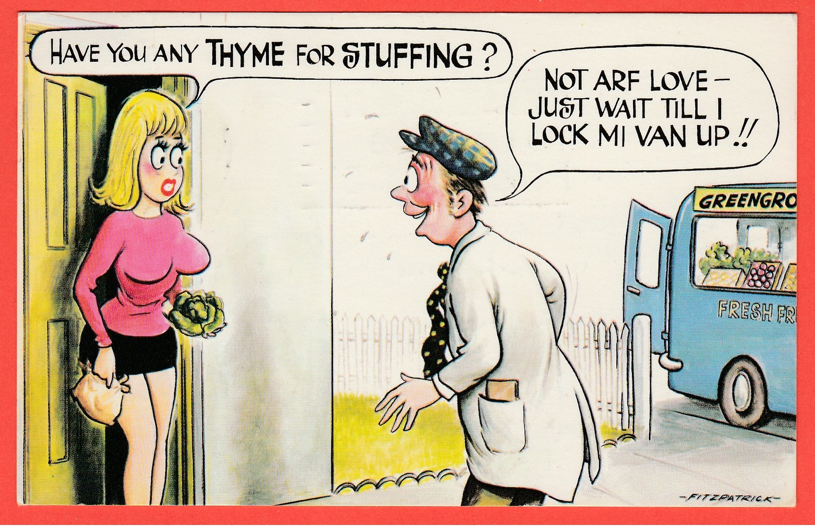 Vintage Illustrated Humor/ Comic Postcard - Have You Thyme For Stuffing - Published By Bamforth & Co Ltd - Humour