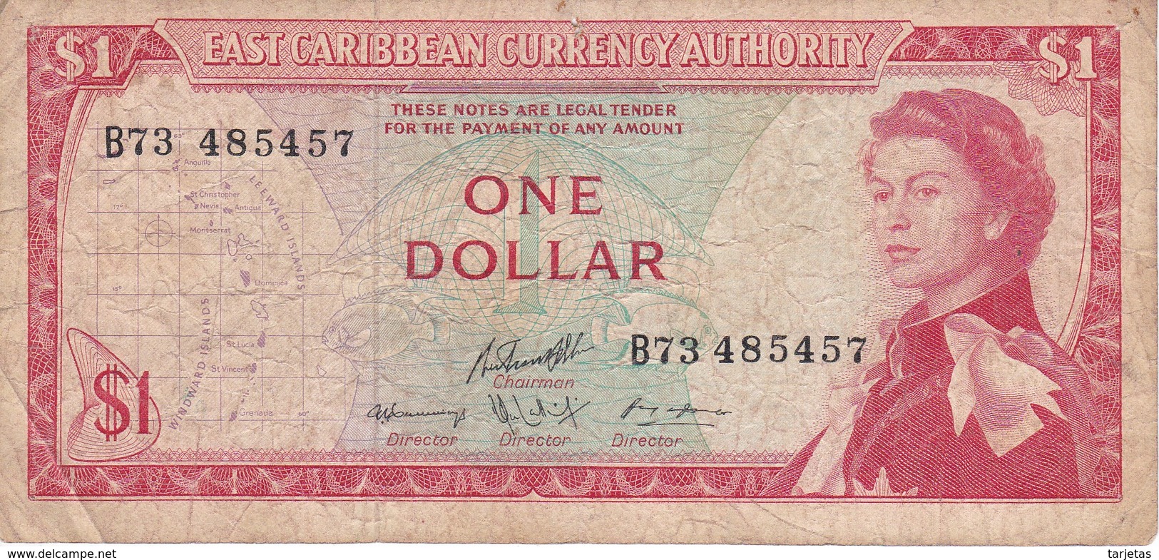 BILLETE DE EAST CARIBBEAN DE 1 DOLLAR DEL AÑO 1965  (BANKNOTE) - Caribes Orientales