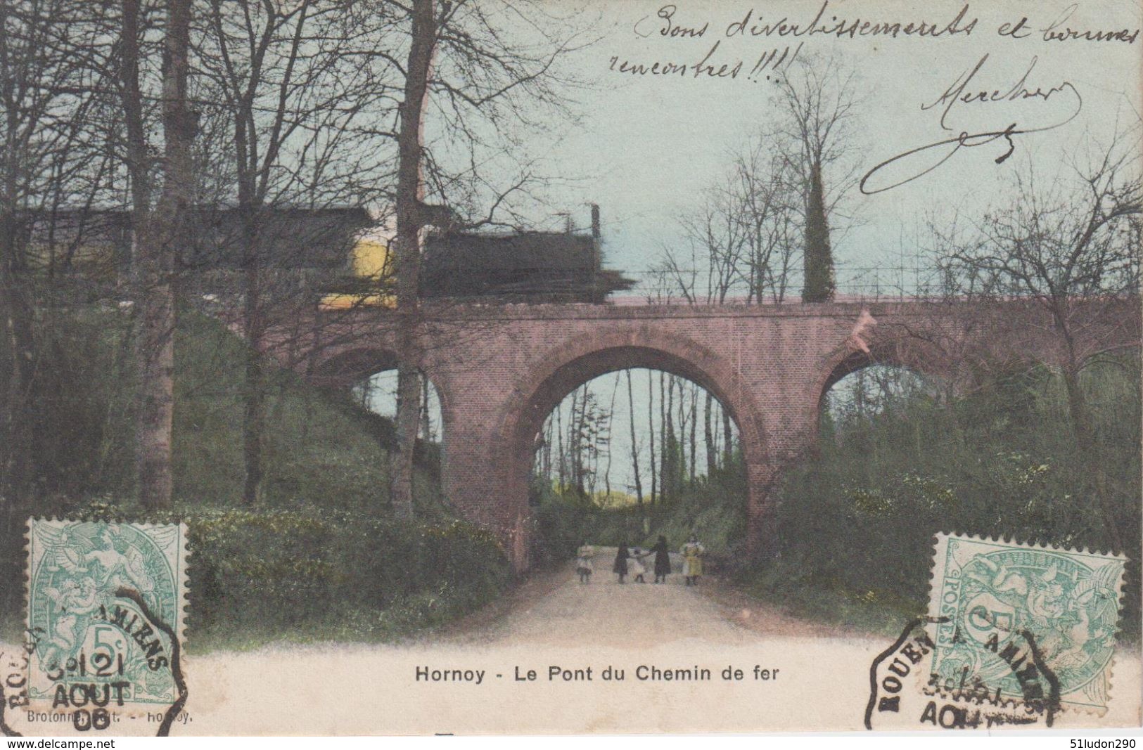 CPA Hornoy - Le Pont Du Chemin De Fer (avec Animation Et Train) - Hornoy Le Bourg