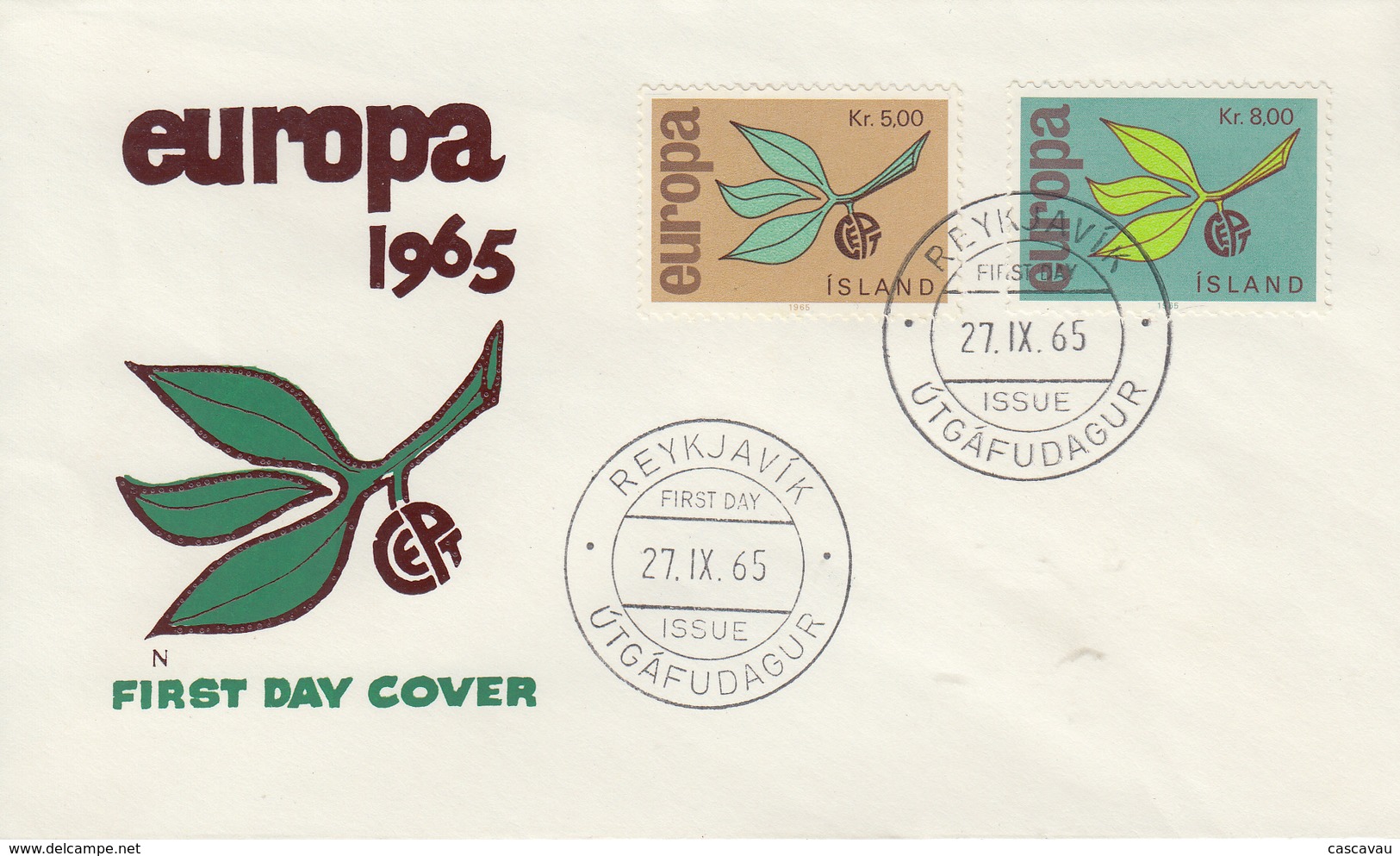 Enveloppe  FDC  1er  Jour   ISLANDE    Paire   EUROPA    1965 - FDC