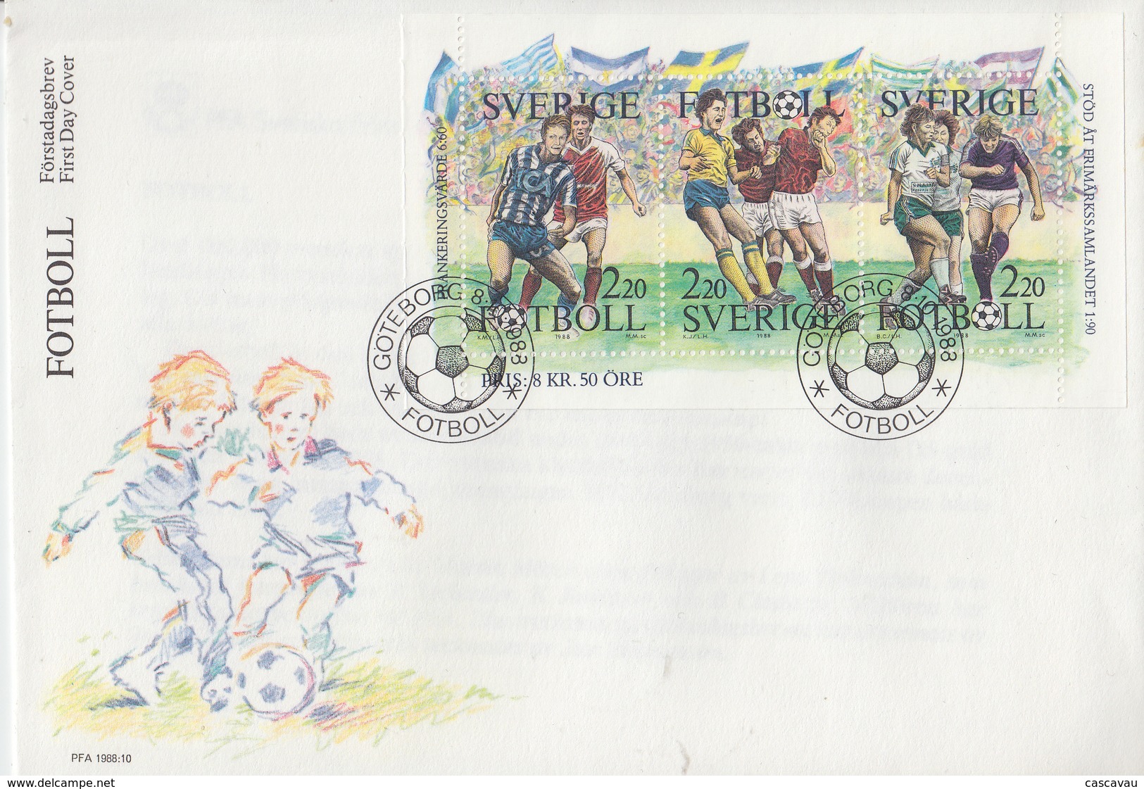 Enveloppe  FDC  1er  Jour   SUEDE   Bloc  Feuillet   Football   Suédois   1988 - Otros & Sin Clasificación