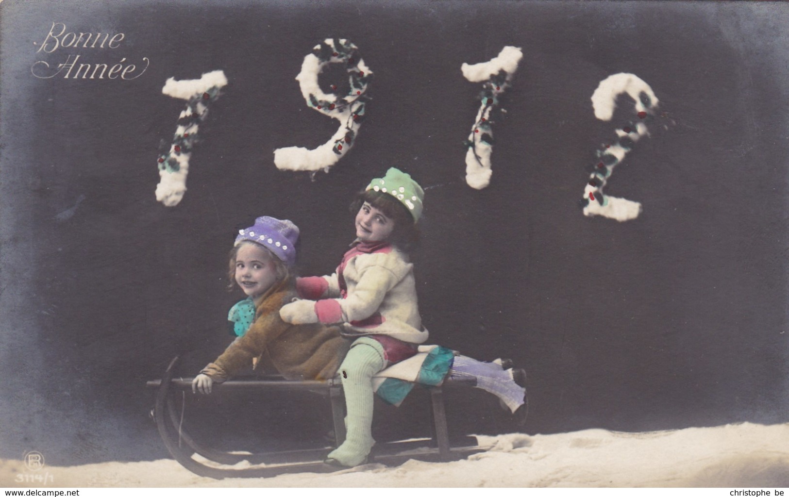 Happy New Year, Bonne Année Gelukkig Nieuwjaar 1912, Playing Children, Enfants Qui Jouent (pk43404) - New Year