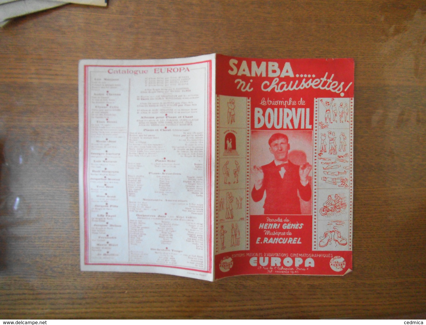 SAMBA.......NI CHAUSSETTES ! LE TRIOMPHE DE BOURVIL PAROLES DE HENRI GENES MUSIQUE DE E. RANCUREL 1945 - Spartiti