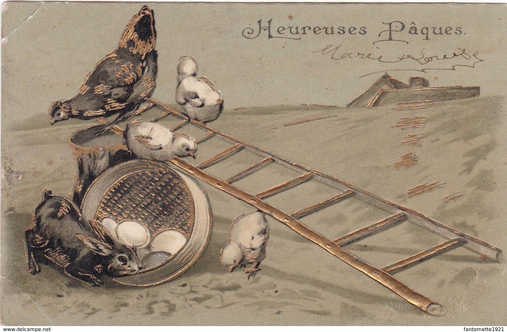 HEUREUSES PAQUES/CARTE  EN RELIEF (dil305) - Ostern