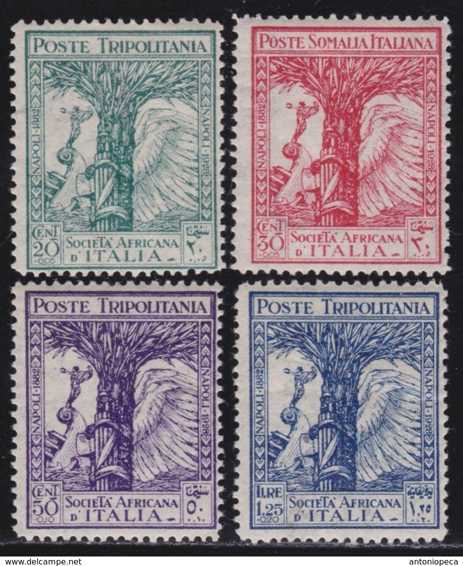 COLONIE ITALIANE TRIPOLITANIA 1928 Pro Società Africana Serie Completa 4v Gomma Integra Fresca, MNH** - Tripolitania