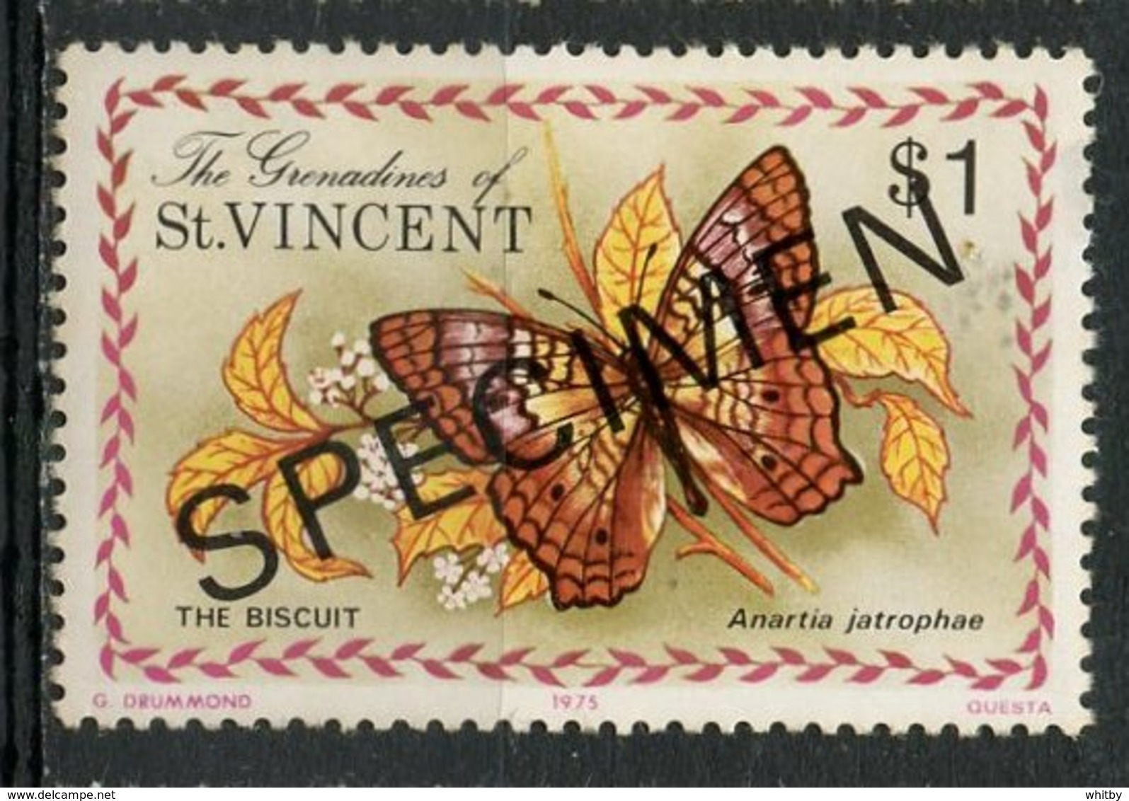 St Vincent Grenadines 1975 $1.00 Butterfly Issue #64  MNH  Specimen Overprint - St.Vincent & Grenadines