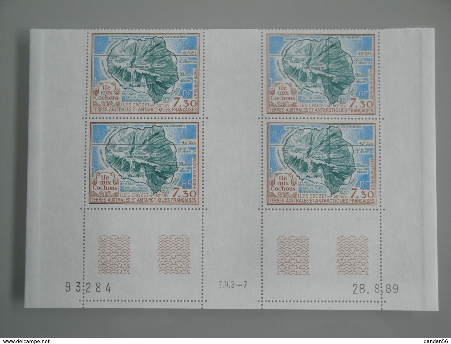 1990 TAAF SFAT Yv  PA 110 X 4   **  Carte Map Scott C109  Michel 265 SG  Xx Ile Aux Cochons - Poste Aérienne