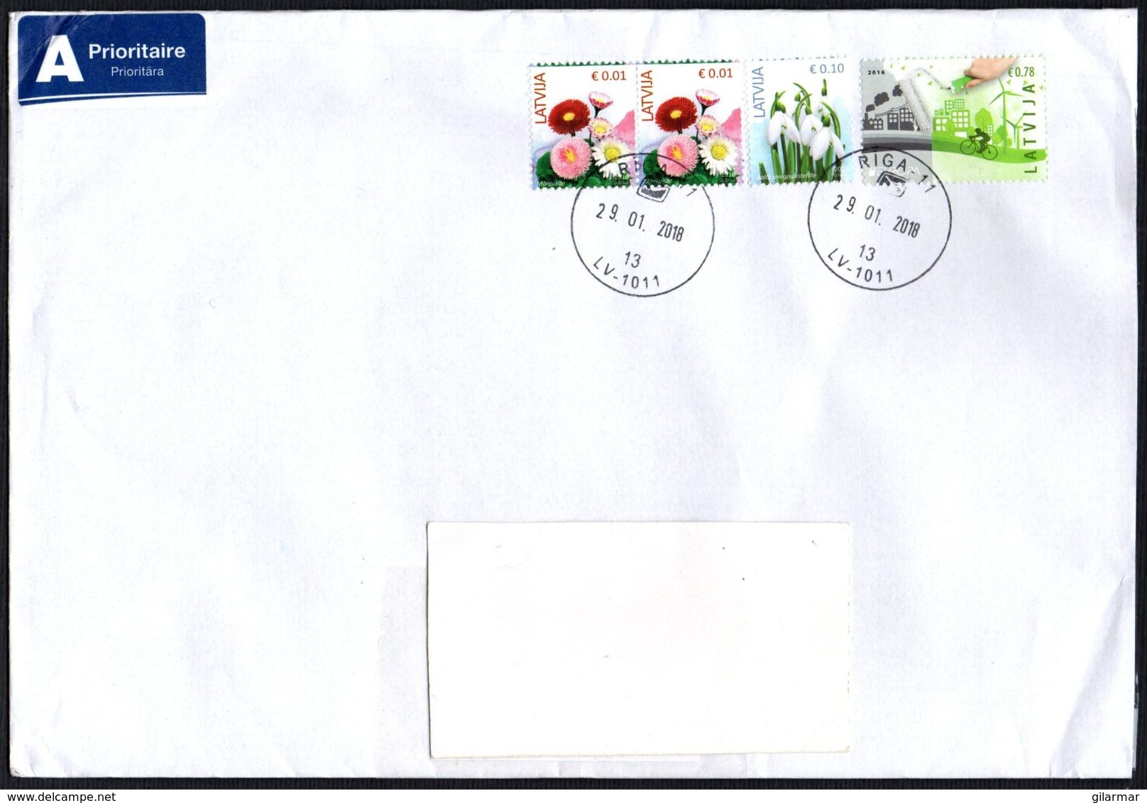 LATVIA RIGA 2018 - MAILED ENVELOPE - FLOWERS: BELLIS PERENNIS / SNOWDROP - EUROPA: CYCLING - Lettland