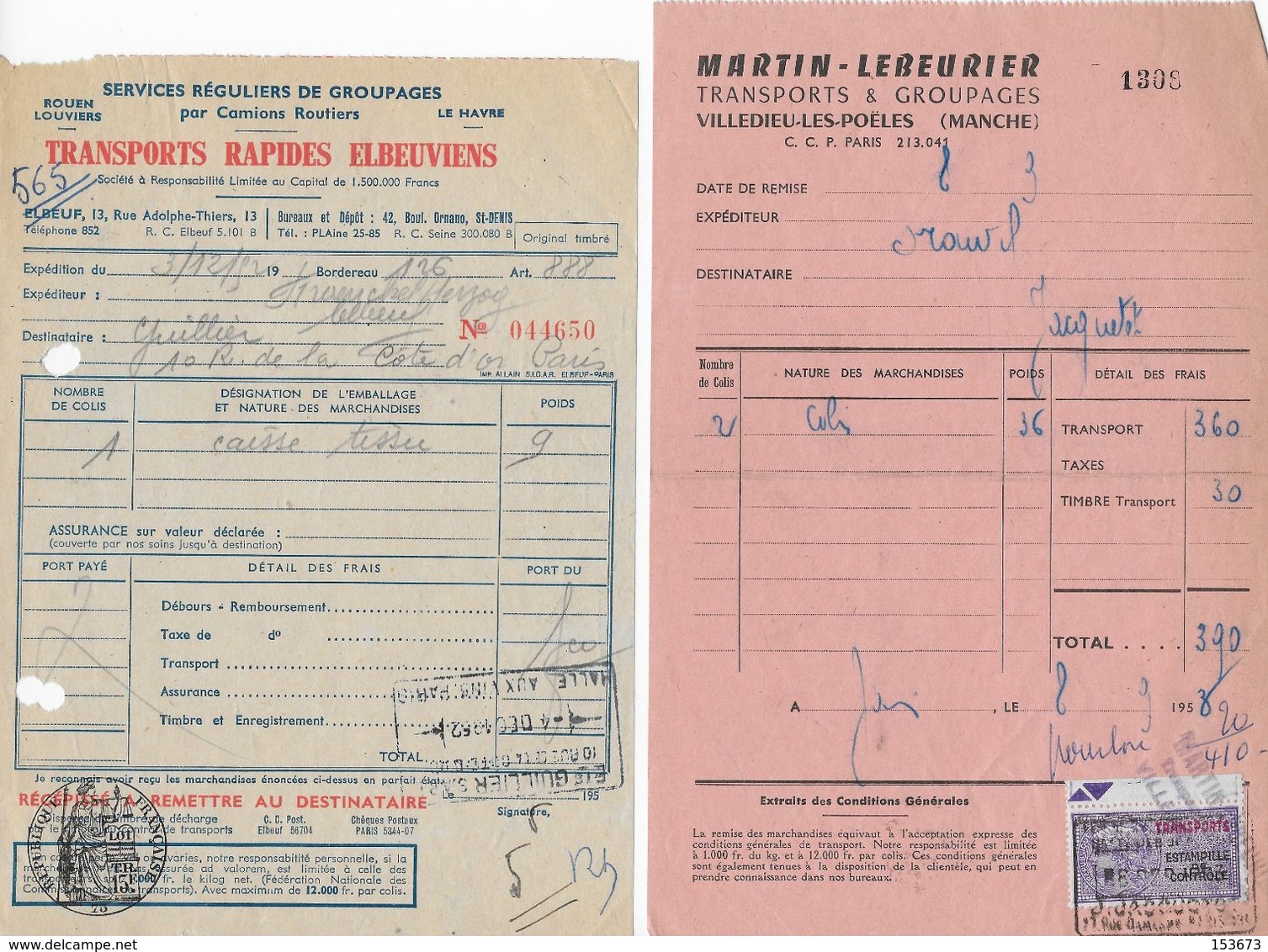 Lot  11 Documents  Avec Timbres Fiscaux Transport Ou Timbres Secs "Transport : T.R." - Other & Unclassified