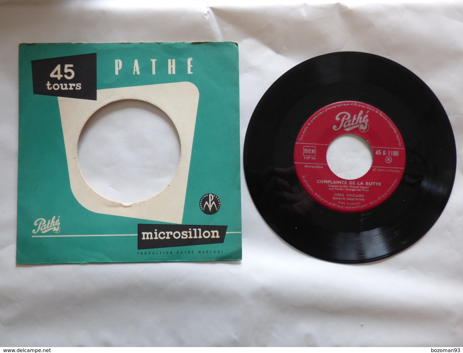 EP 45 T CORA VAUCAIRE LABEL PATHE 45 G 1106 JUKE BOX  LA COMPLAINTE DE LA BUTTE - Disco, Pop