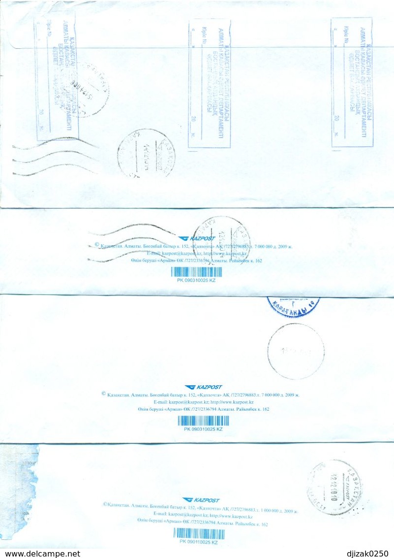 Kazakhstan.Four Envelopes Past The Mail. One Envelope Registered. - Kazakhstan