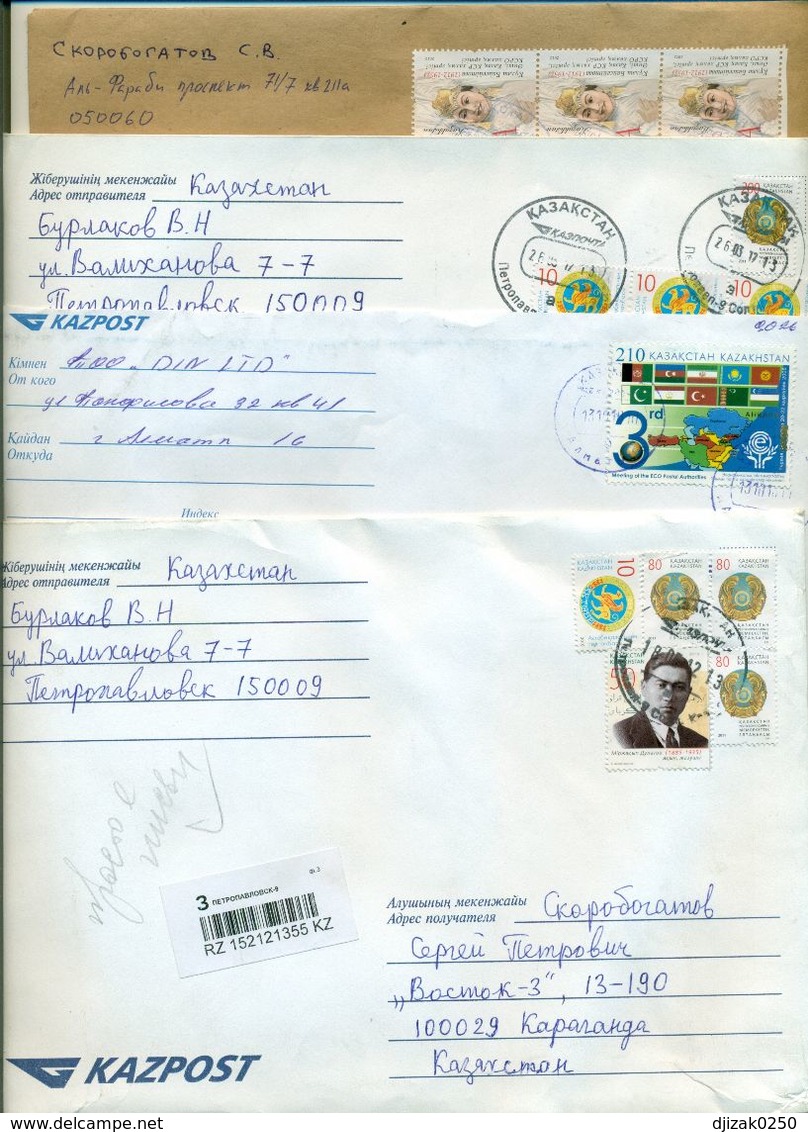 Kazakhstan.Four Registered Envelopes Past The Mail. - Kazakhstan