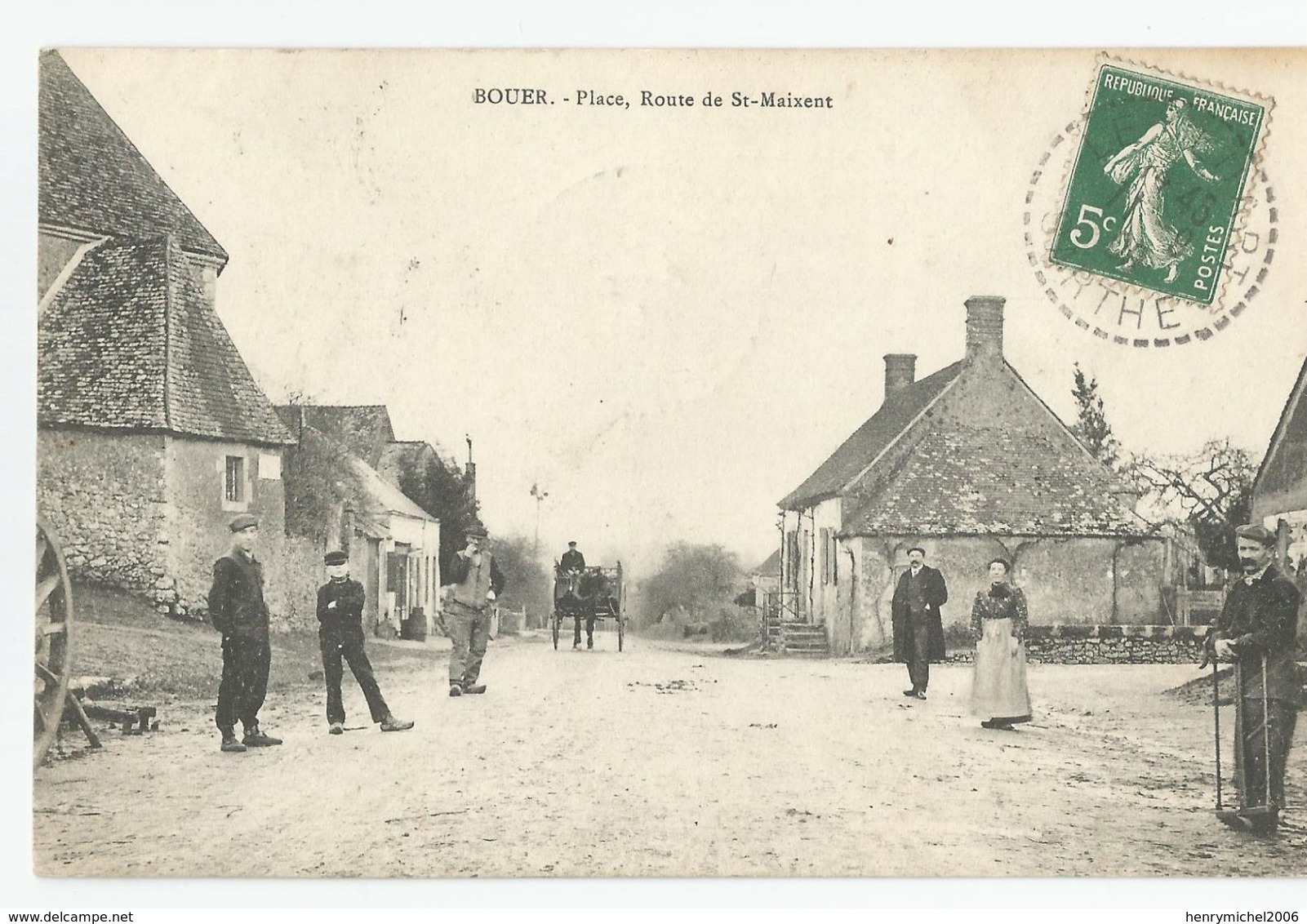72 Sarthe - Bouer Place Route De St Maixent Animée 1909 - Autres & Non Classés