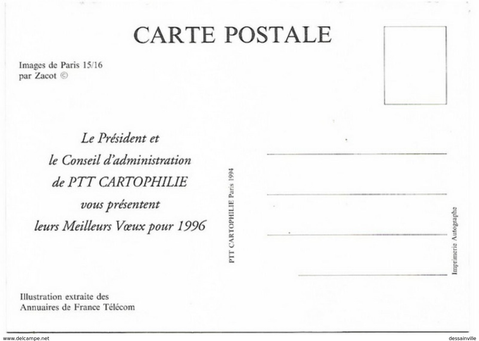 Illustrateur ZACOT - PTT CARTOPHILIE 1994 ARTISTE PEINTRE - Zacot, Fernand