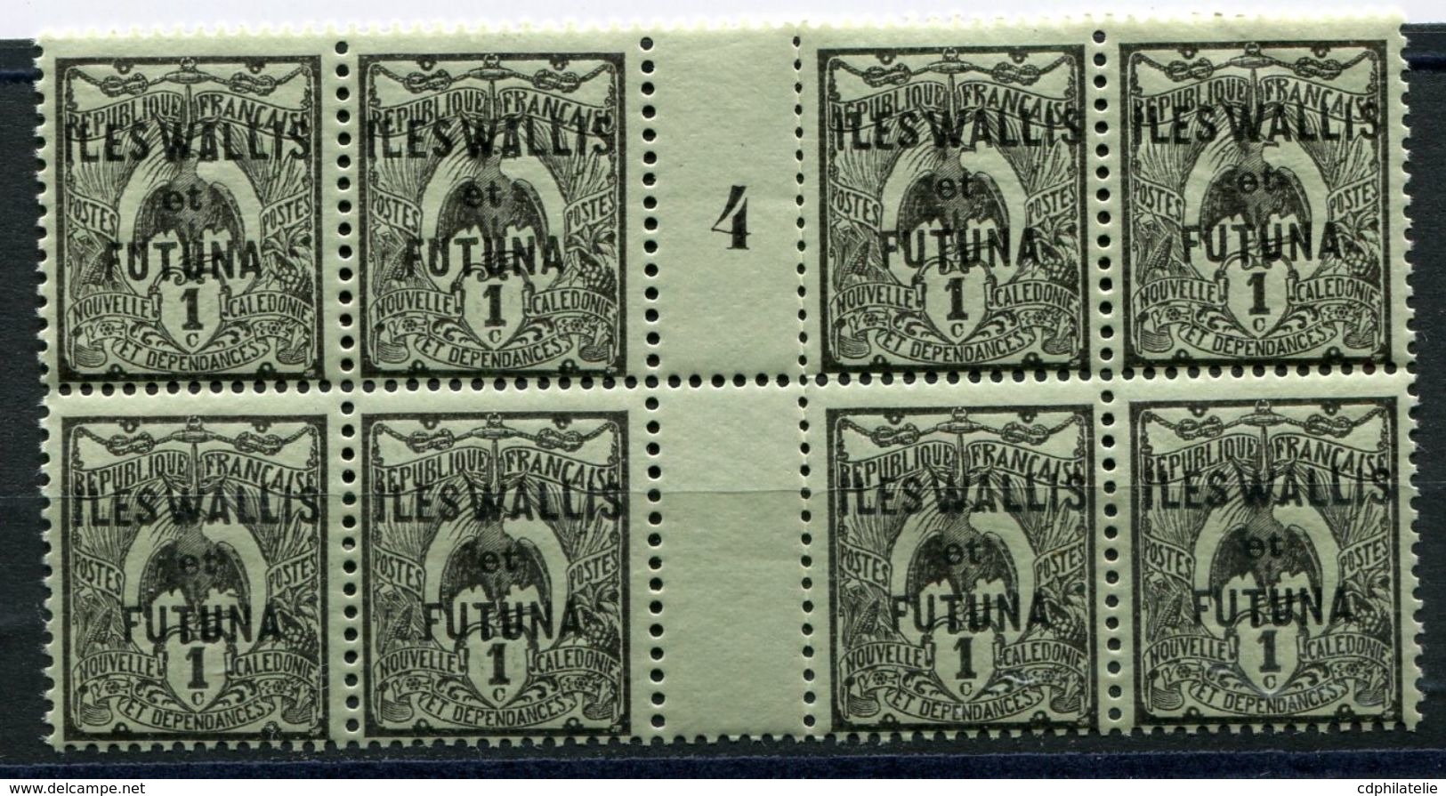 WALLIS ET FUTUNA N°1 ** / * EN BLOC DE 8 AVEC MILLESIME 4  (1924) - Nuevos