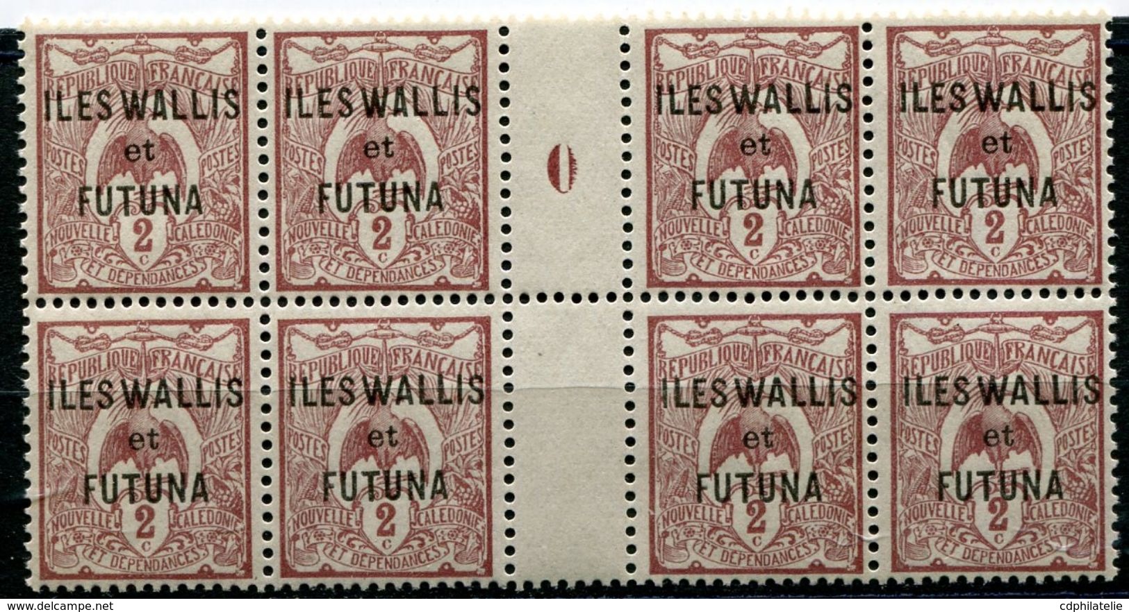 WALLIS ET FUTUNA N°2 ** / * EN BLOC DE 8 AVEC MILLESIME 0  (1920) - Nuevos