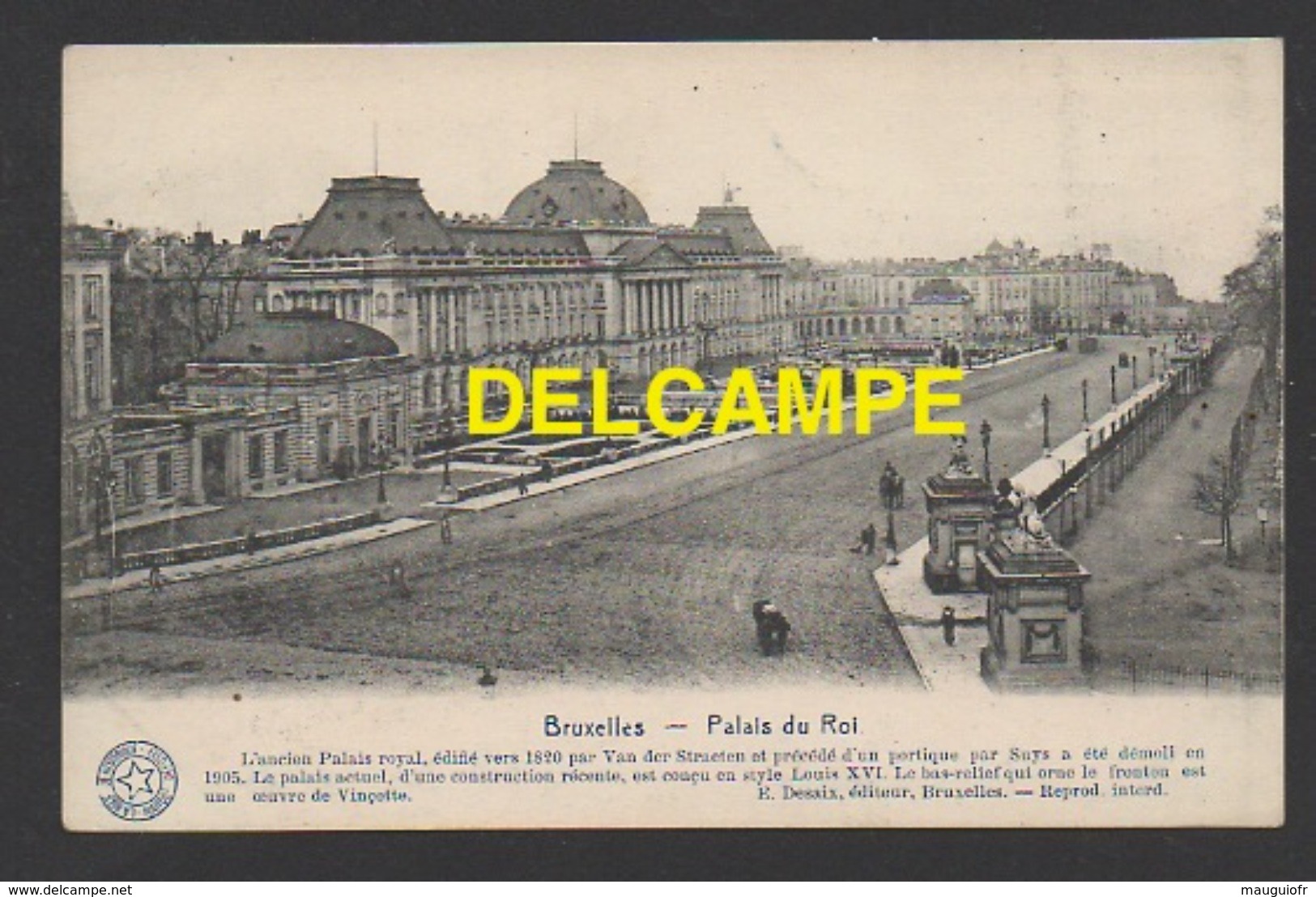 DD / BELGIQUE / BRUXELLES / PALAIS DU ROI / AU DOS PUBLICITÉ POUR LES ETABLISSEMENT DESAIX DE PHOTOTYPIE - Monuments, édifices