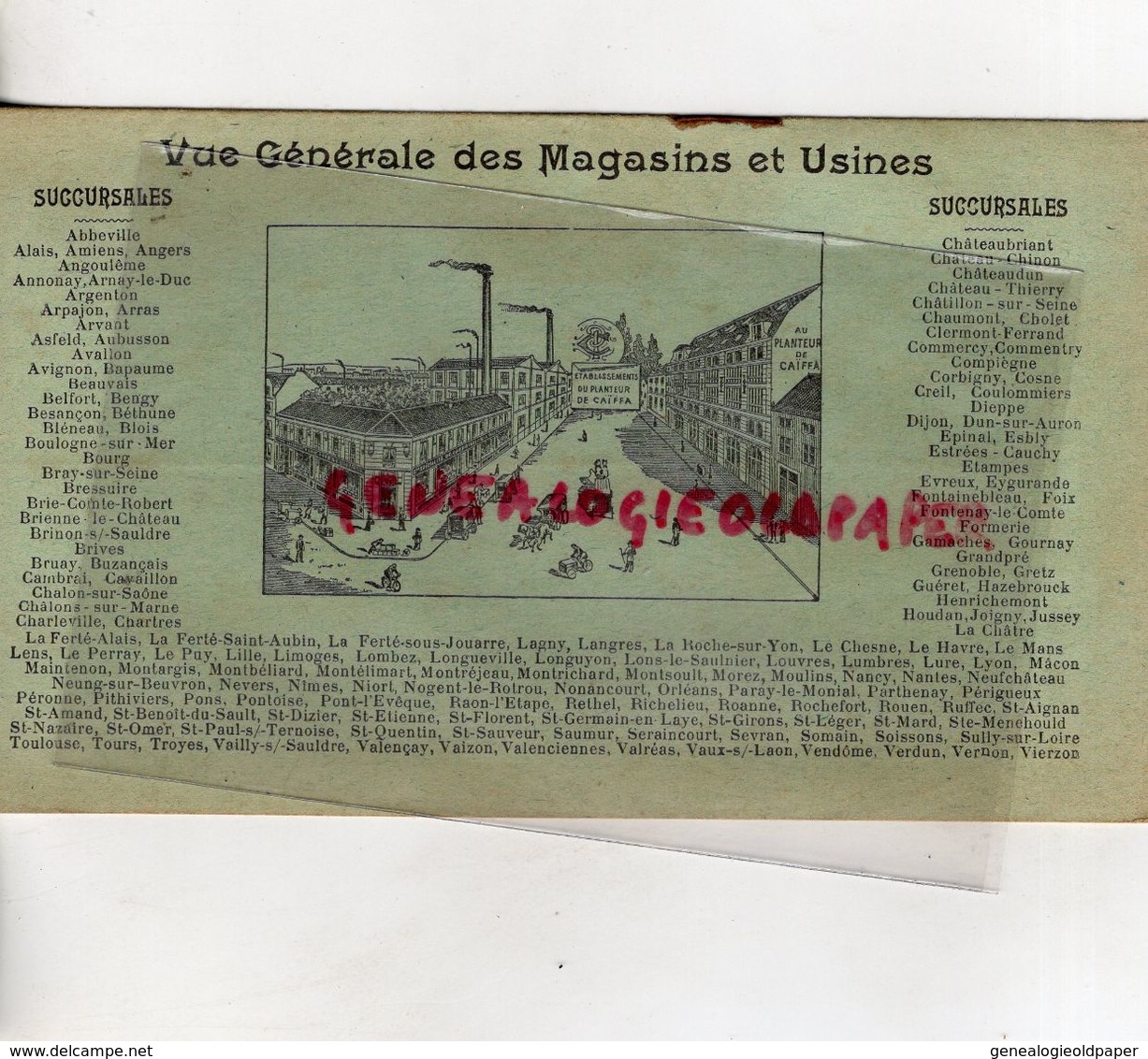 75- PARIS- AU PLANTEUR DE CAIFFA- TARIFS AVEC PRIMES -CAFES VERTS-CAFE-13 RUE JOANES RUE BOULITTE-VUE USINE MAGASIN - Documents Historiques