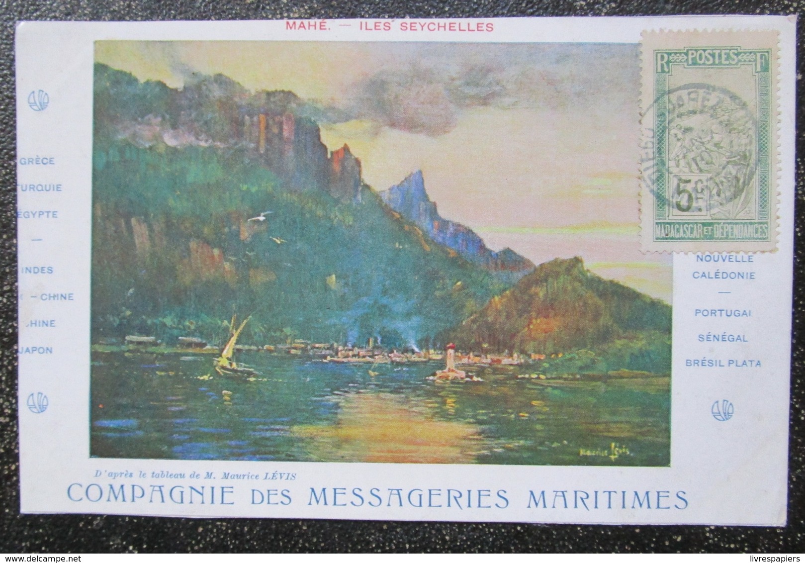 Seychelles Mahé Cpa Messageries Maritimes Timbrée Madagascar - Seychelles