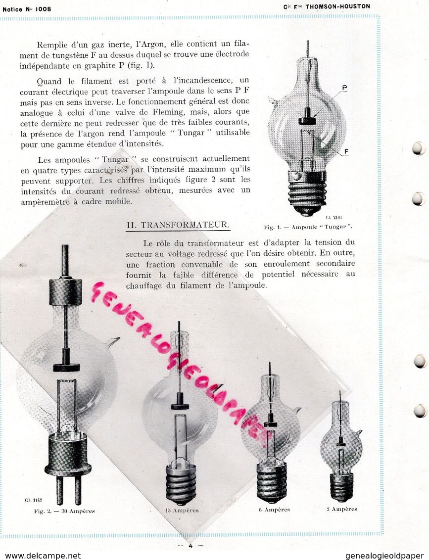 75- PARIS- CATALOGUE THOMSON HOUSTON-TELEPHONIE-TELEGRAPHE-TSF-RADIO-TUNGAR-254 RUE VAUGIRARD-1924-ELECTRICITE-TELEPHONE