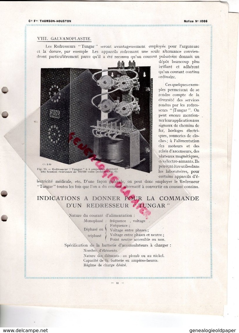 75- PARIS- CATALOGUE THOMSON HOUSTON-TELEPHONIE-TELEGRAPHE-TSF-RADIO-TUNGAR-254 RUE VAUGIRARD-1924-ELECTRICITE-TELEPHONE