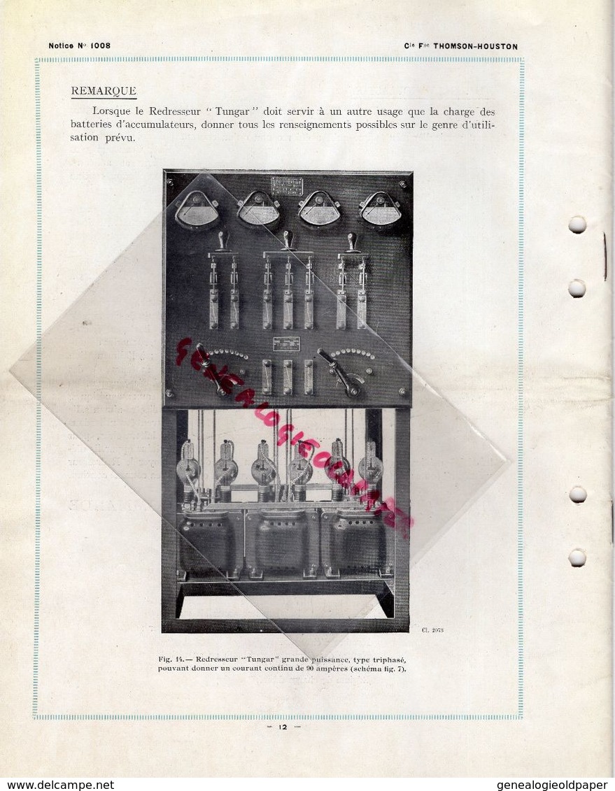 75- PARIS- CATALOGUE THOMSON HOUSTON-TELEPHONIE-TELEGRAPHE-TSF-RADIO-TUNGAR-254 RUE VAUGIRARD-1924-ELECTRICITE-TELEPHONE