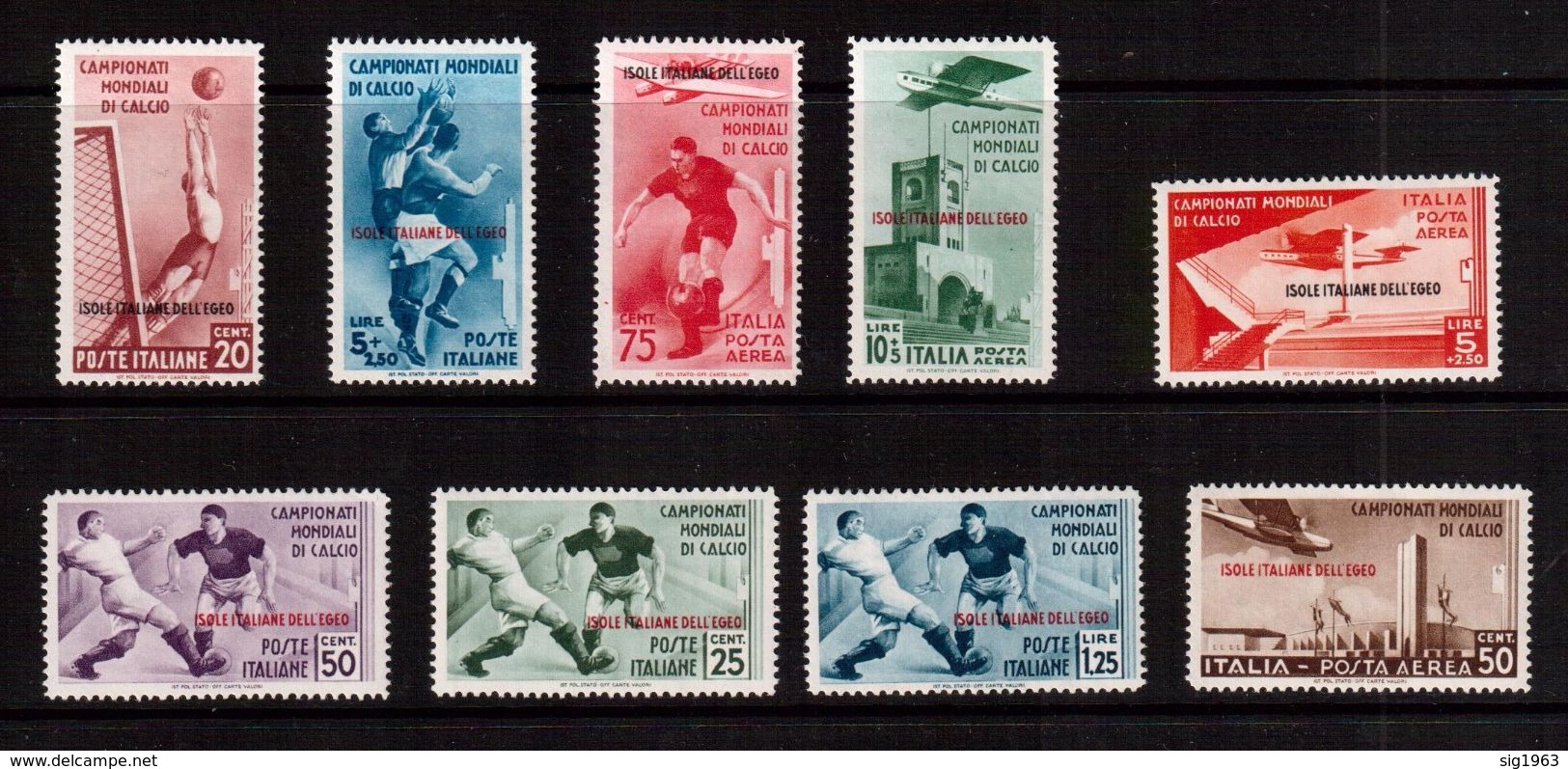 Italy(Egeo)-1934,(Mi.137-145) ,Football, Soccer, Fussball,calcio,MH - 1934 – Italien