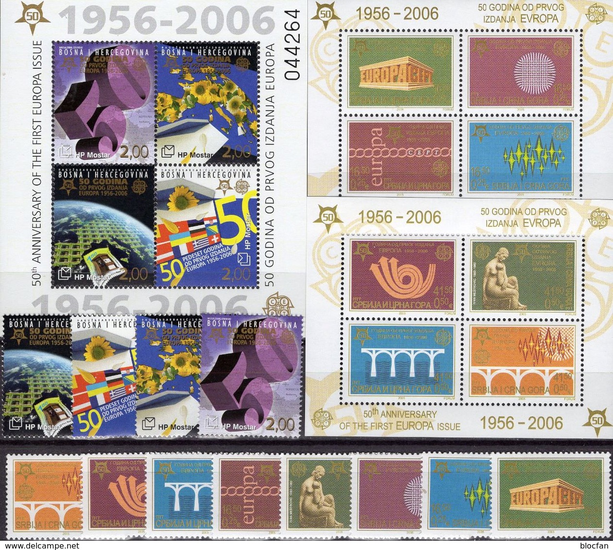 EUROPE Serbien 3257/0,Blocks 59/60A, Bosnien 166/9+Bl.7 ** 53€ Hb M/s Blocs S/s Sheets First Issue Stamps CEPT 1956 - Lots & Serien