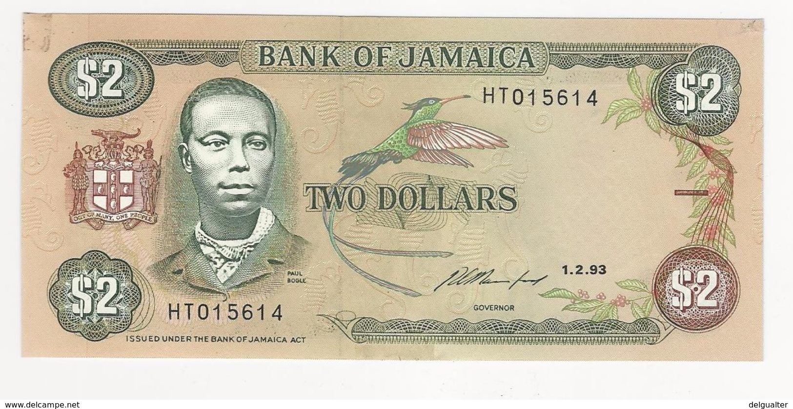 Jamaica 2 Dollars 1993 UNC - Jamaica